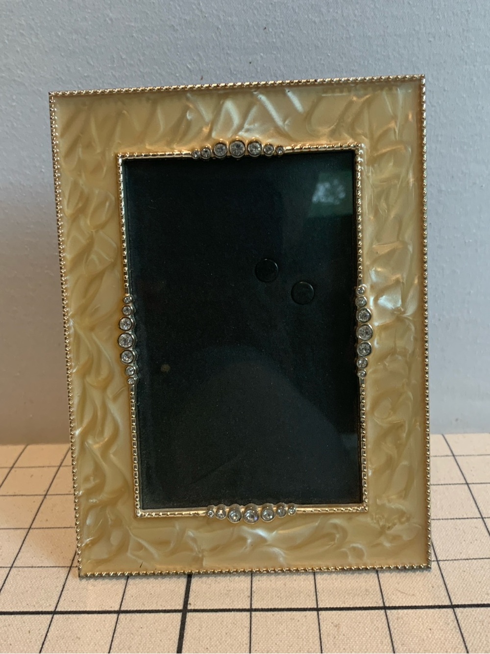 Katherine’s Collection Vibtage Cream Enamel & Rhinestone Beaded Picture Frame